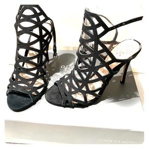 Vince Camuto KRISTANA Black Suede Heels NWT 6.5